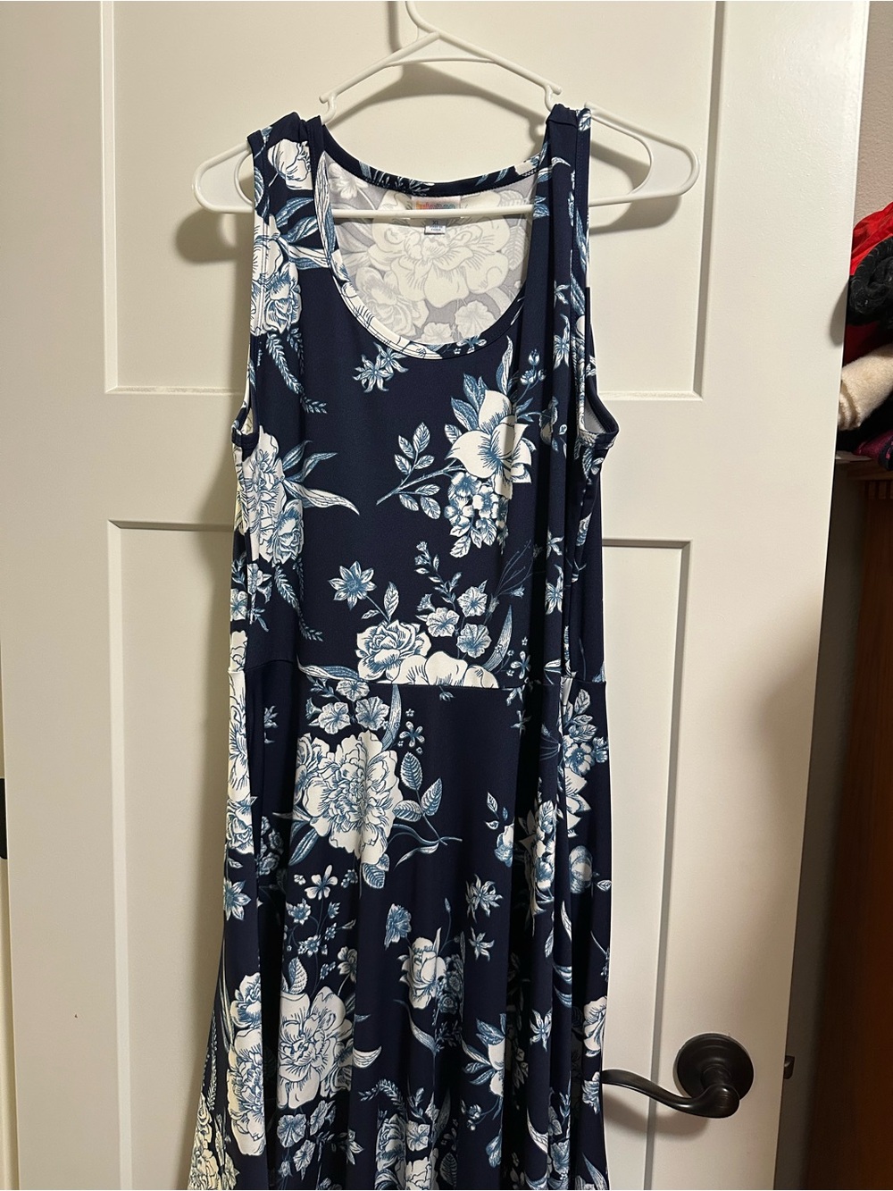 LuLaRoe Navy Blue Floral Midi Dress